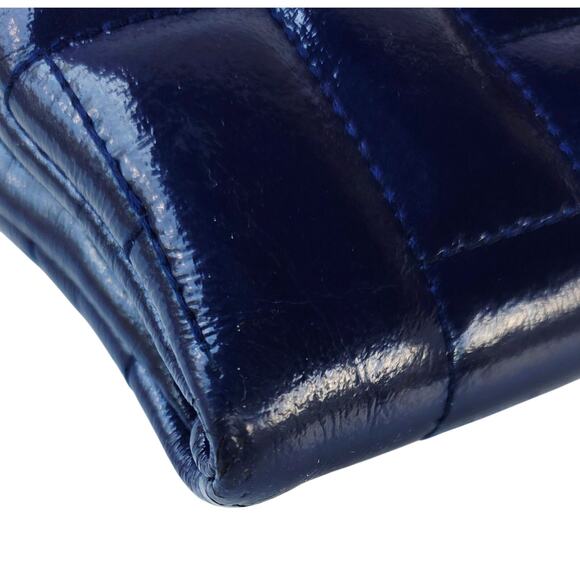 Hobo Bags Int'l Blue Quilted Genuine Patent Leather Lauren Large Wallet Clutch - Picture 8 of 8